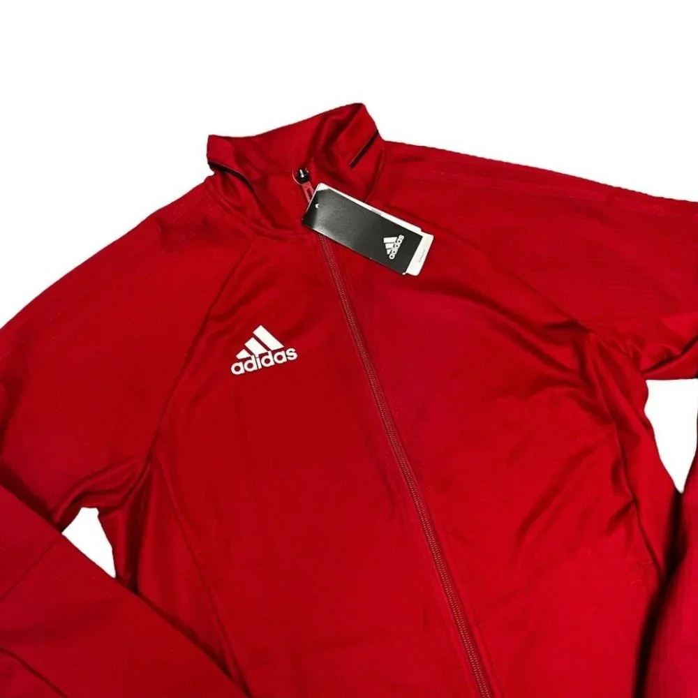 Adidas Trio 17 Full Zip Training‎ Jacket White Mock Neck BQ8196 Thumbhole